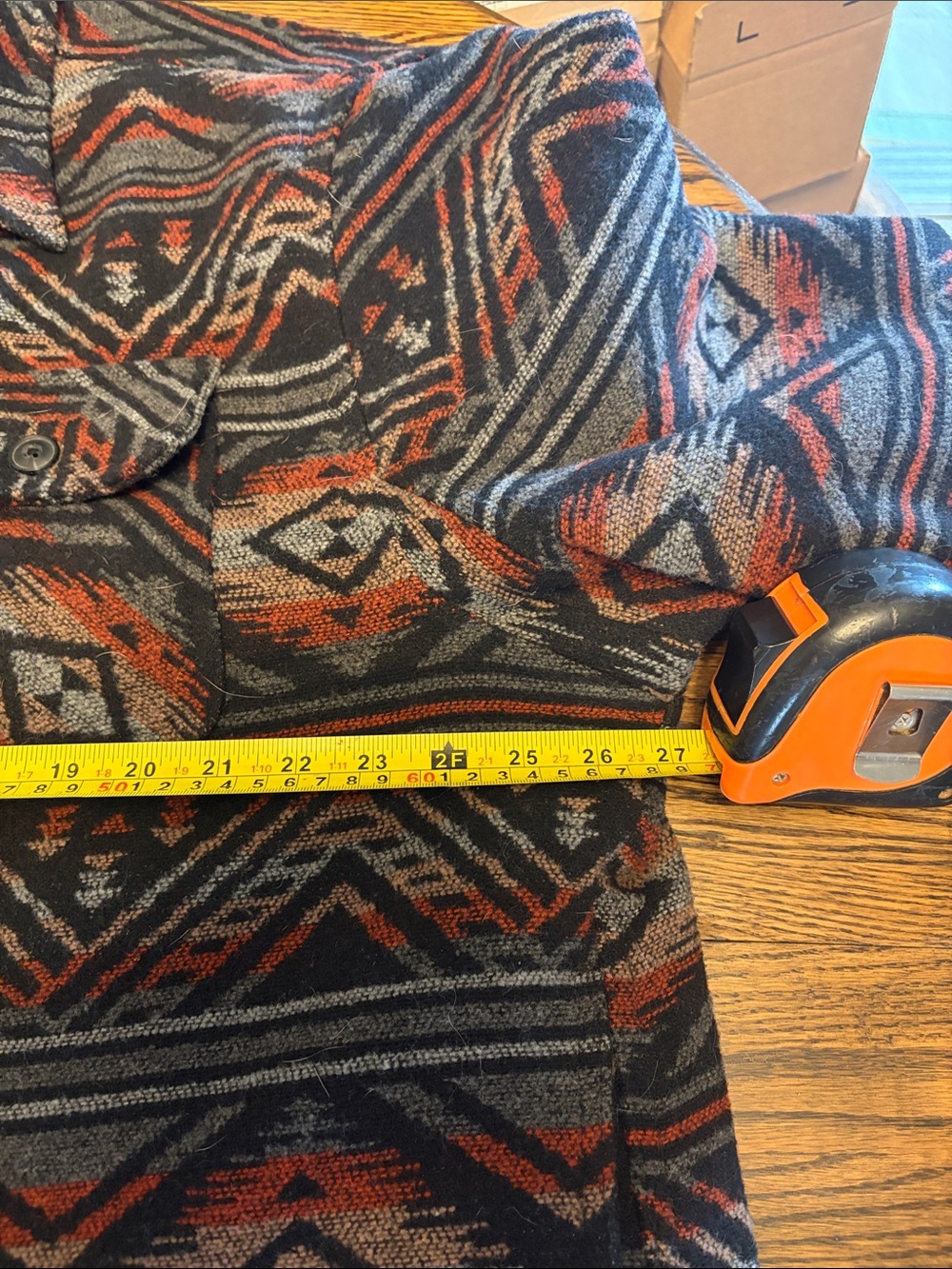 Jachs Patterned Black & Rust Aztec Shirt Jacket - Picture 7 of 9